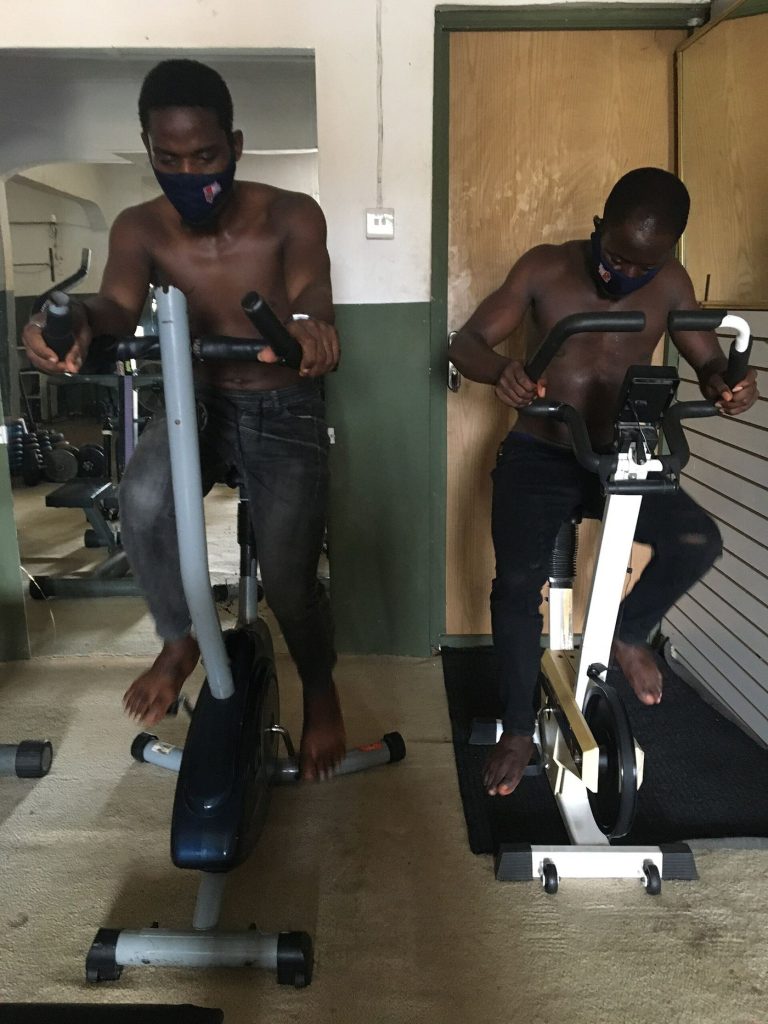 People exercising in a gym